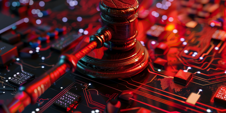 Booz Allen Whistleblower Case Settled for $377.45 Million 4 Rendering of a gavel on top of a motherboard, representing settlement in Booz Allen whistleblower case
